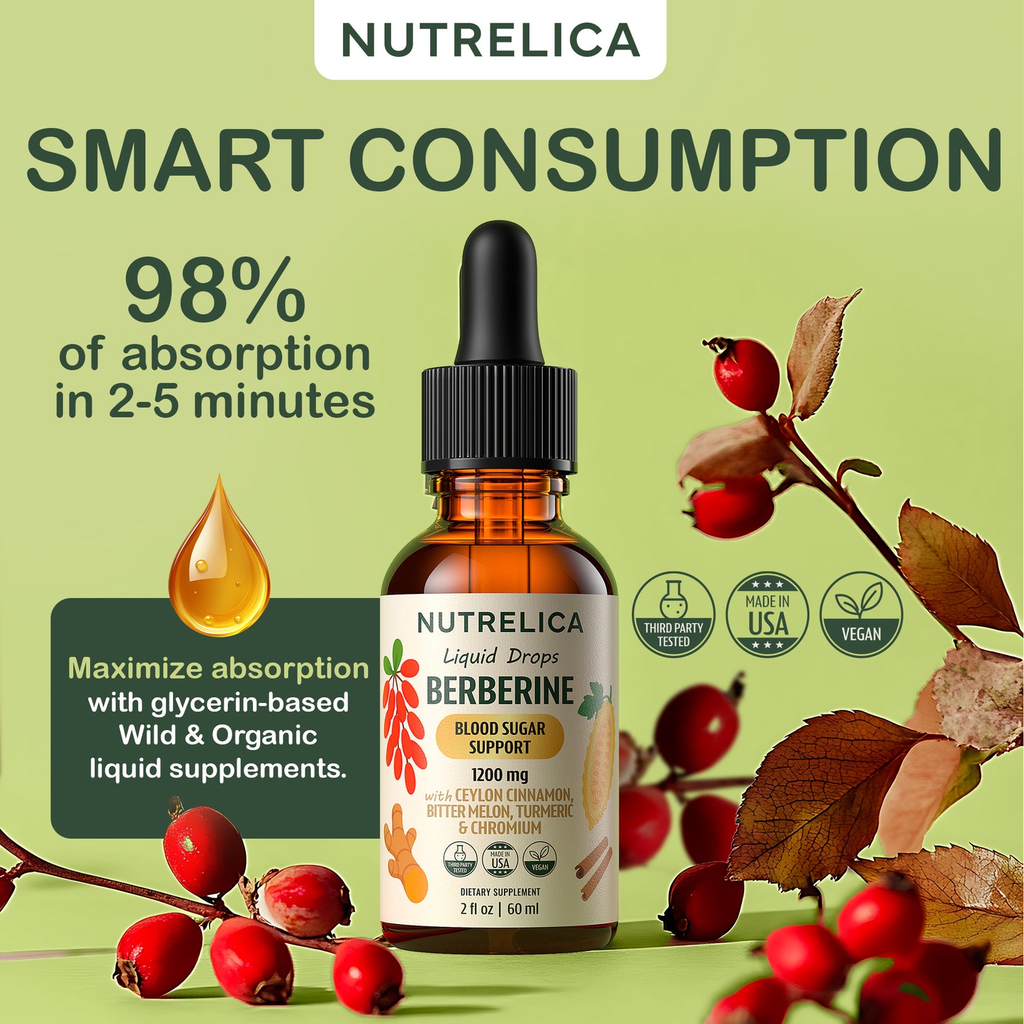 Berberine with Ceylon Cinnamon, Bitter Melon, Turmeric & Chromium – Blood Sugar Balance