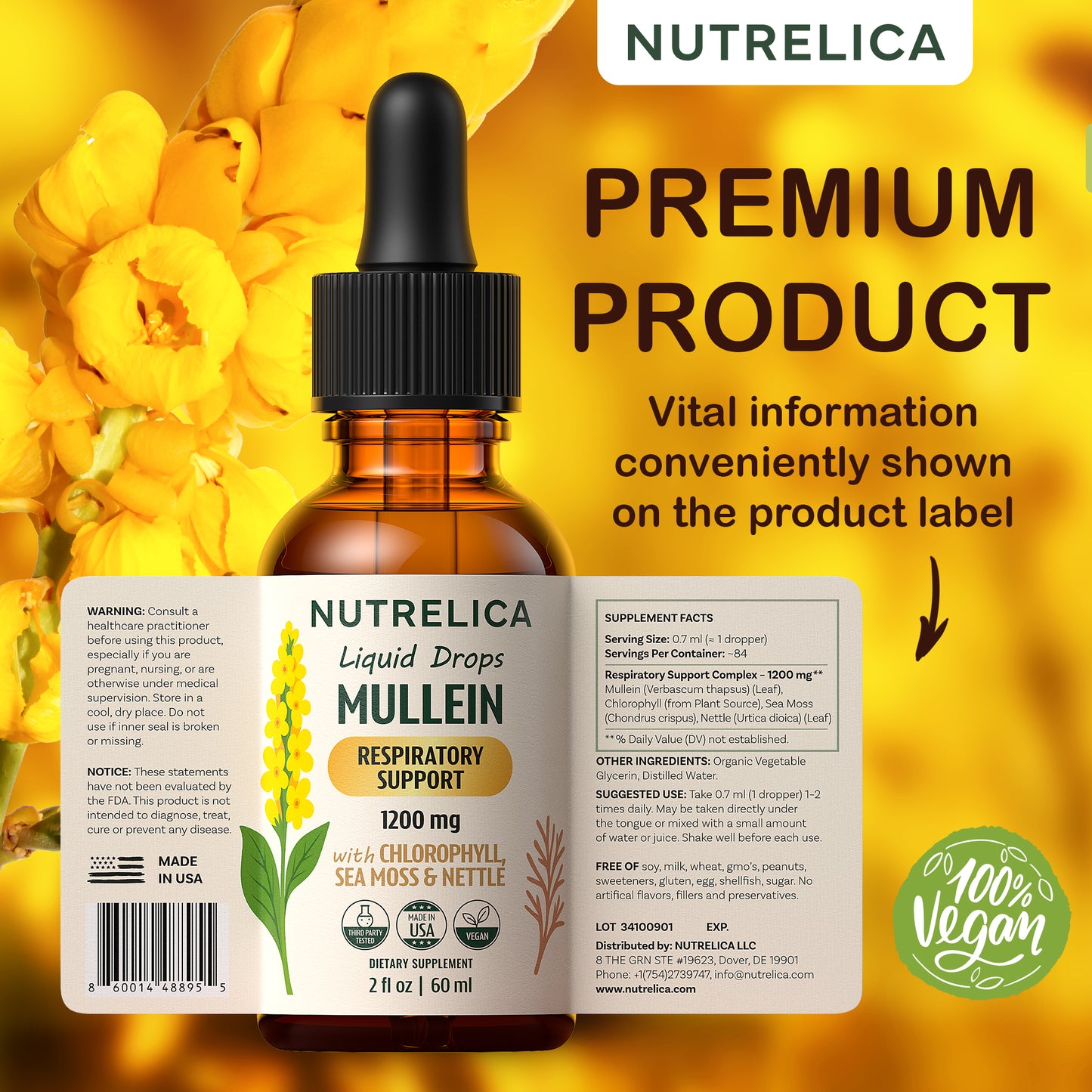 Mullein with Chlorophyll, Sea Moss & Nettle – Lung Support