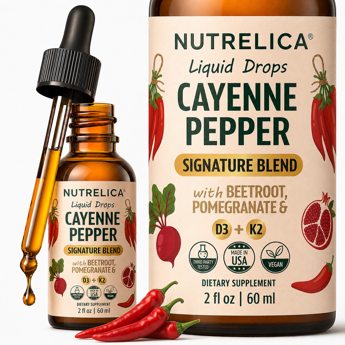 Cayenne Pepper with Beetroot, Pomegranate, Vitamin D3 & K2