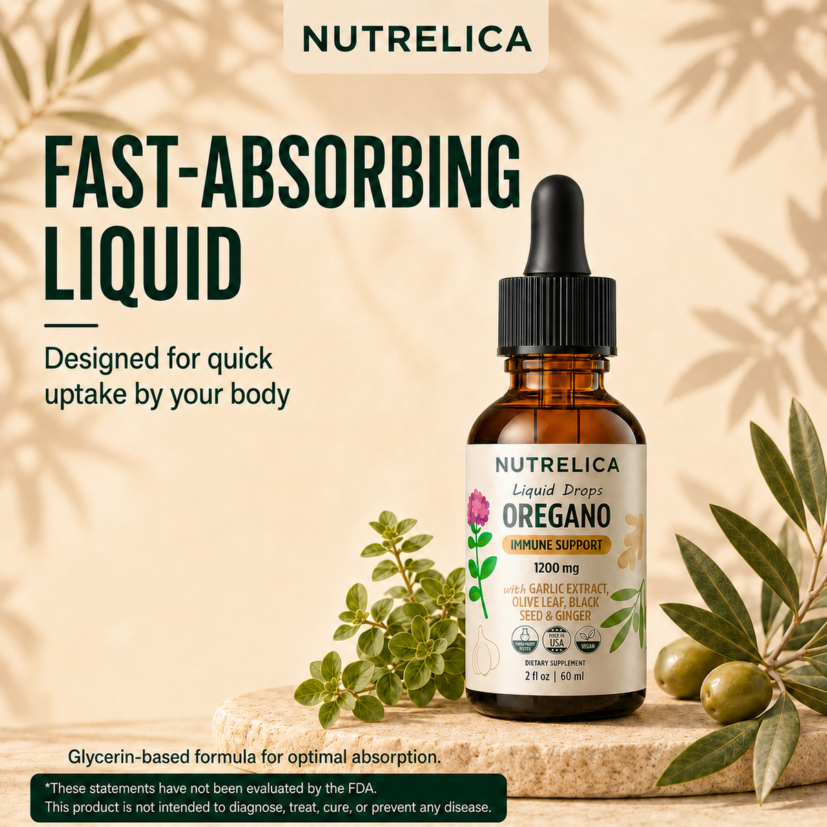 Oregano Oil with Garlic Extract, Olive Leaf, Black Seed Oil & Ginger