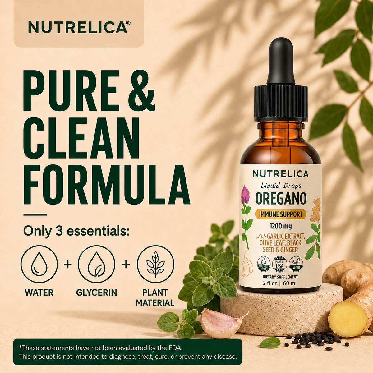 Oregano Oil with Garlic Extract, Olive Leaf, Black Seed Oil & Ginger